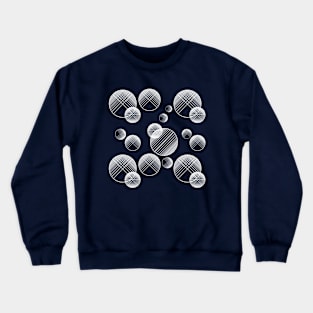 Monochrome geometric pattern with circles and lines.White on black Crewneck Sweatshirt